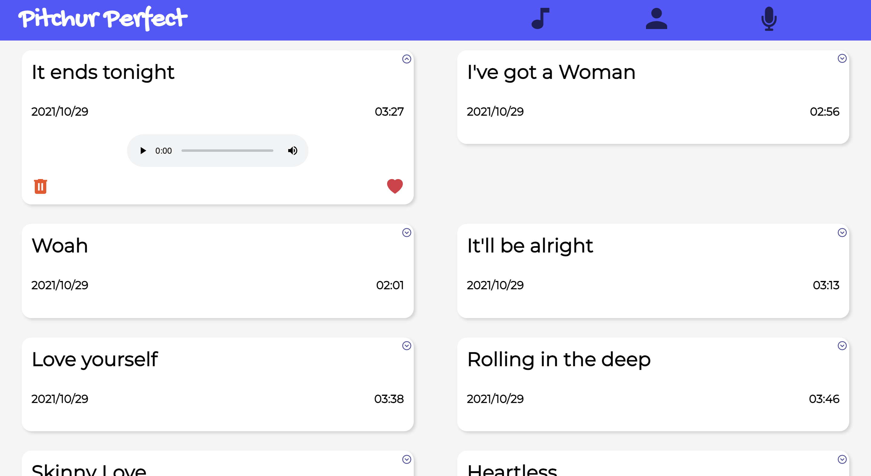 Pitchur Perfect view recordings